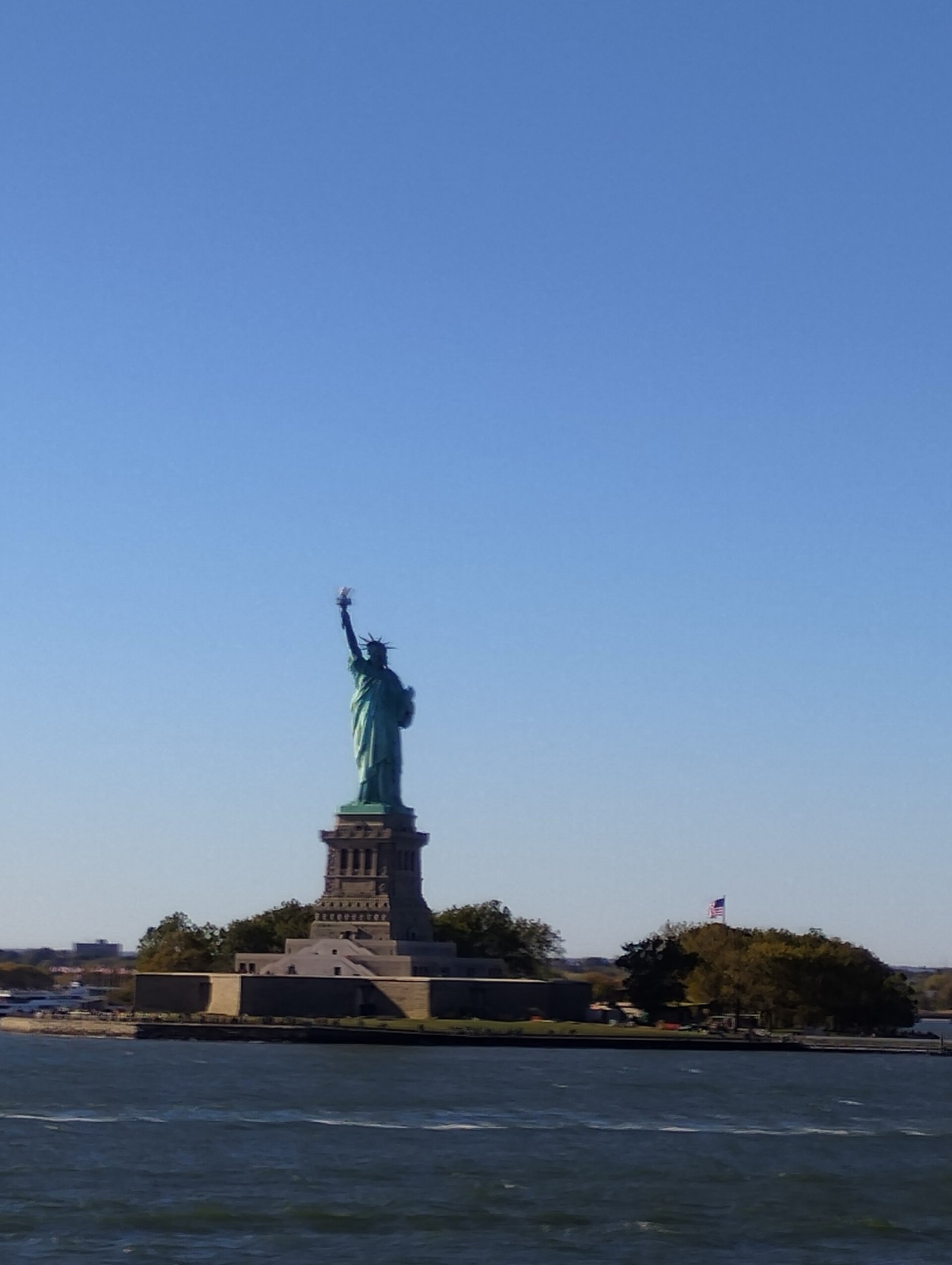 Statue of Liberty seen from a passenger ferry on New York Harbor